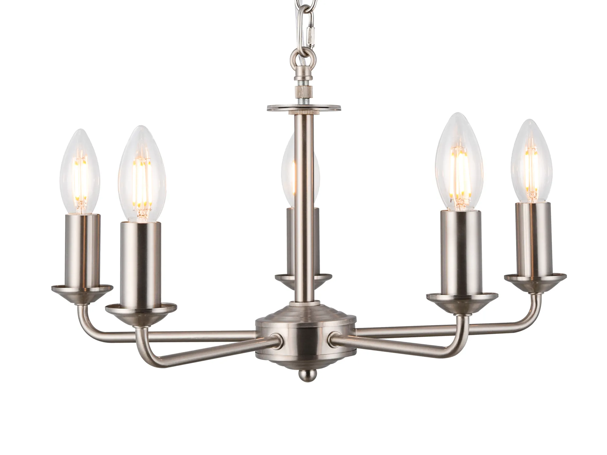 Banyan 60cm 5 Light Pendant Satin Nickel, Ivory Pearl DK0063  Deco Banyan SN IV